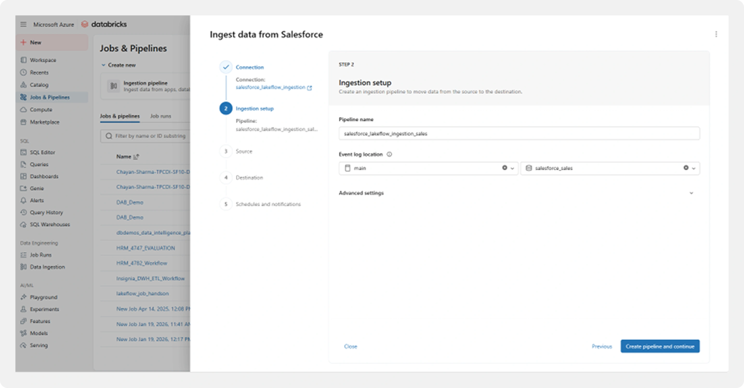 Databricks native connectors UI